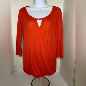 Soho Jeans New York & Company Women Red Ribbed Wrapped Long Sleeve Blouse Sz. XS